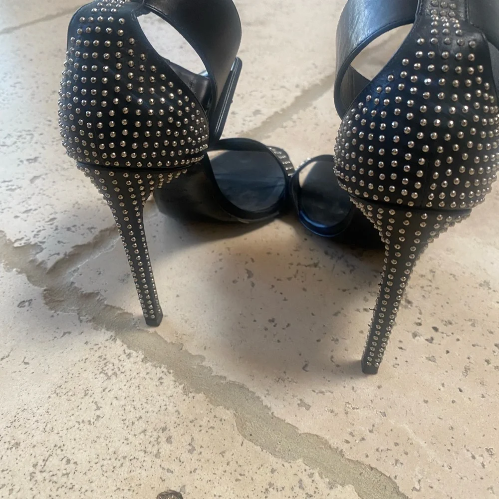 Saint Laurent Black Crystal Embellished Heels - Picture 5 of 8